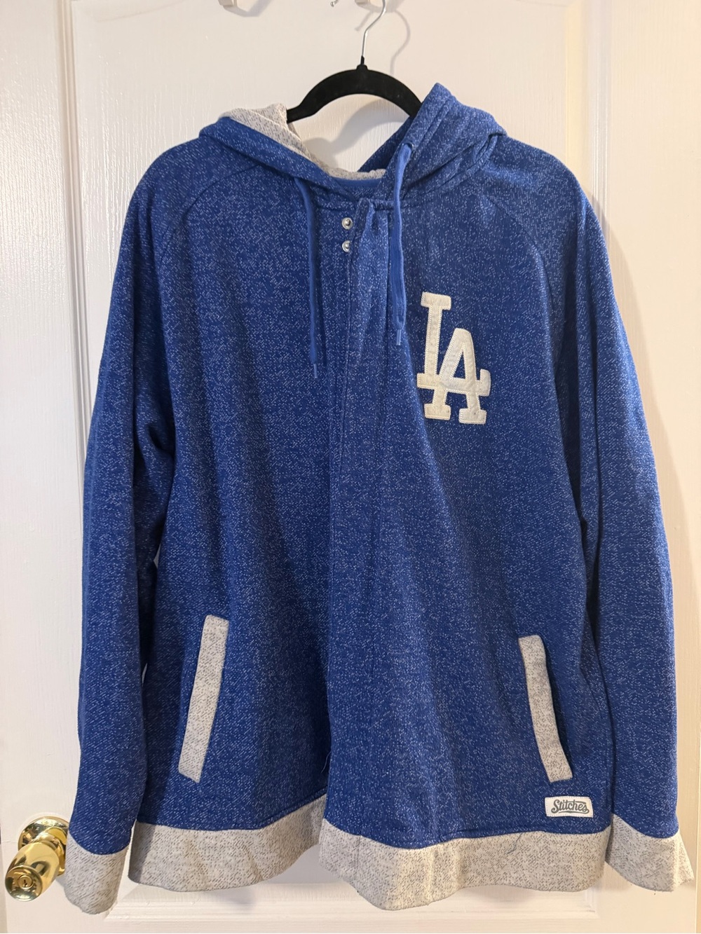 Stitches Blue LA Zip-Up Hooded Sweater with Gray Trim